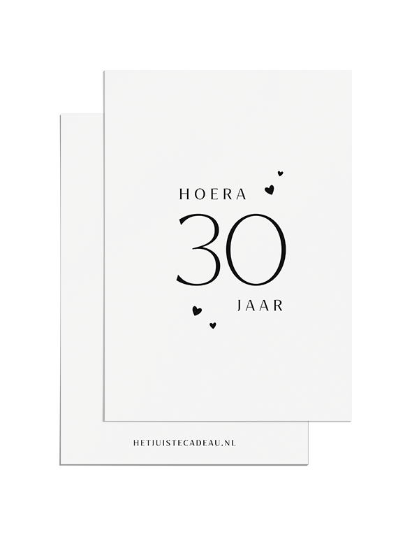 A6 hoera 30 jaar Ansichtkaart felicitatie - Hoera 30 jaar - Hartjes
