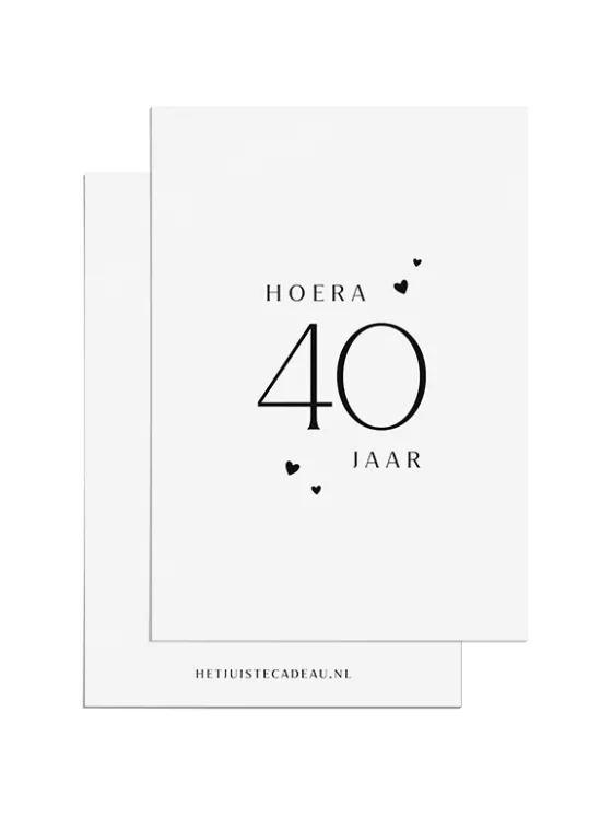 Ansichtkaart felicitatie - Hoera 40 jaar - Hartjes