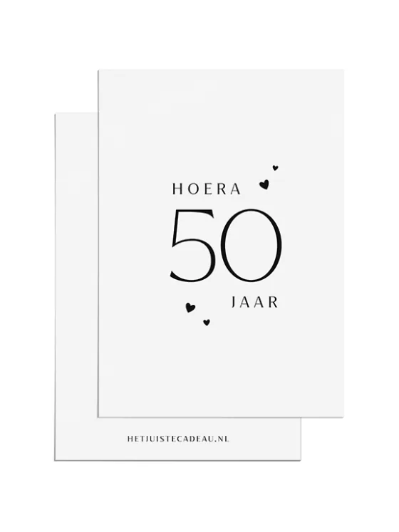 Ansichtkaart felicitatie - Hoera 50 jaar - Hartjes