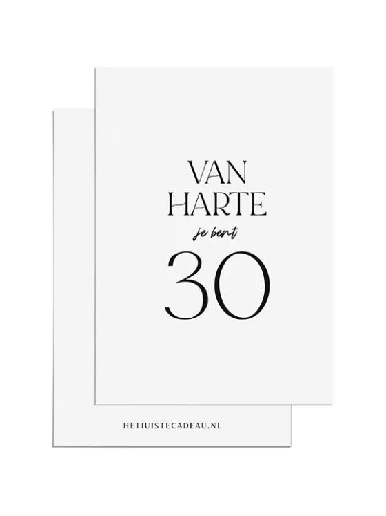 Ansichtkaart felicitatie - Van harte je bent 30