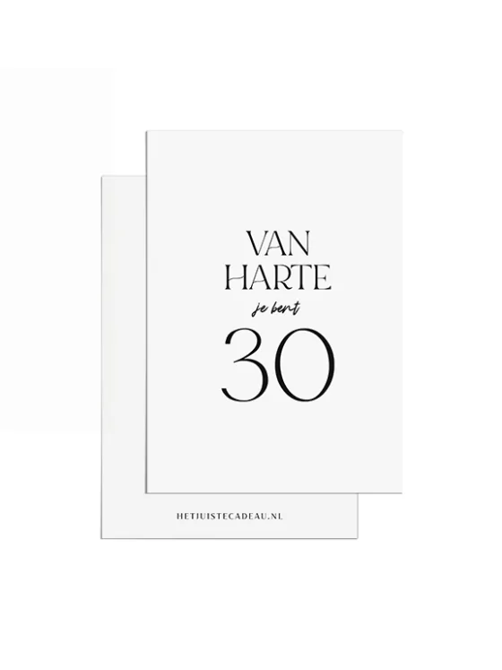 A7kaartje felicitatie - Van harte je bent 30