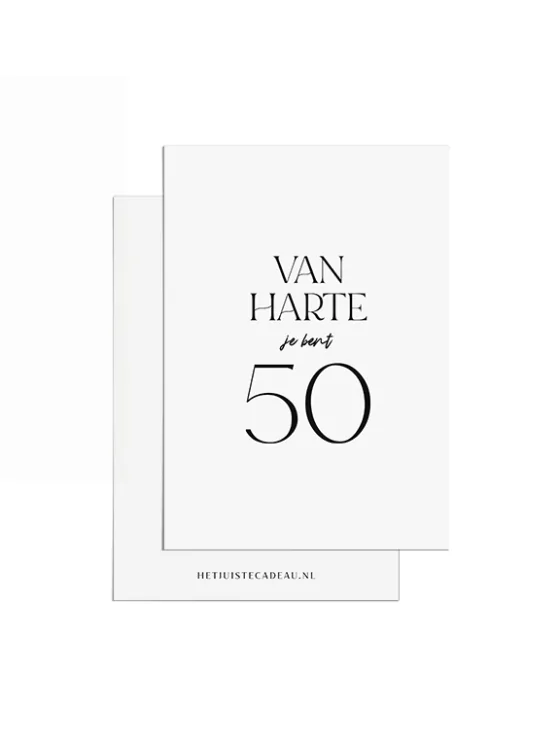 A7kaartje felicitatie - Van harte je bent 50