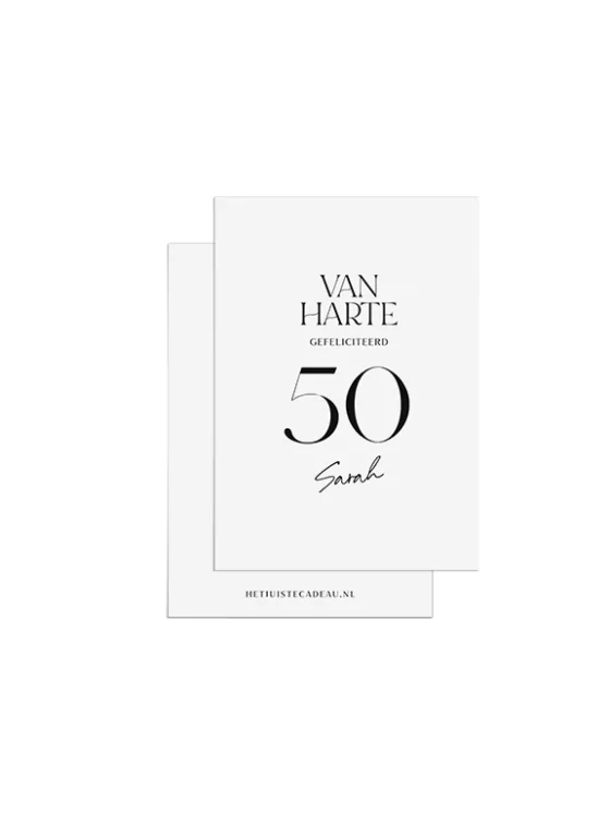 Minikaartje felicitatie - Van harte gefeliciteerd 50 Sarah