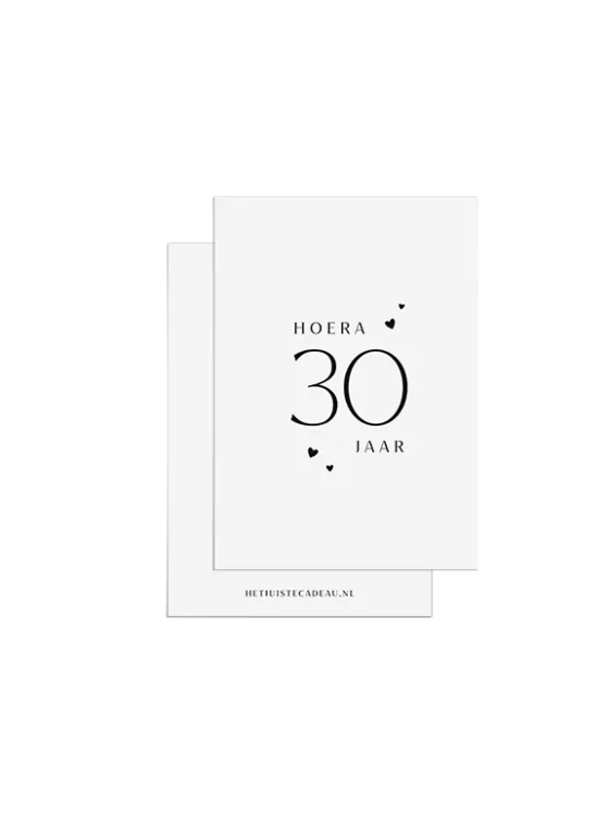 Mini hoera 30 jaar Minikaartje felicitatie - Hoera 30 jaar - Hartjes