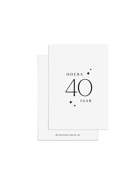 Minikaartje felicitatie - Hoera 40 jaar - Hartjes