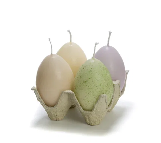 egg tray met 4 paasei kaarsen – sfeervolle paasdecoratie