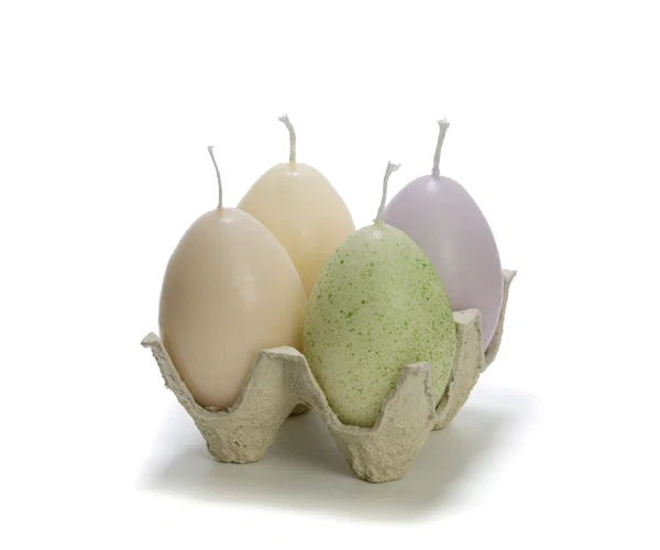 egg tray met 4 paasei kaarsen – sfeervolle paasdecoratie