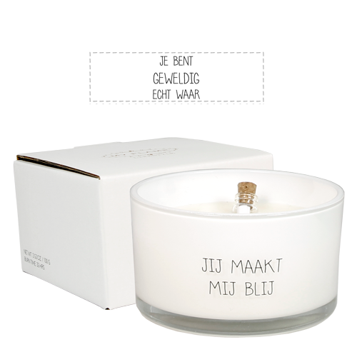 Flessenpost kaars - Jij maakt mij blij - Fresh Cotton
