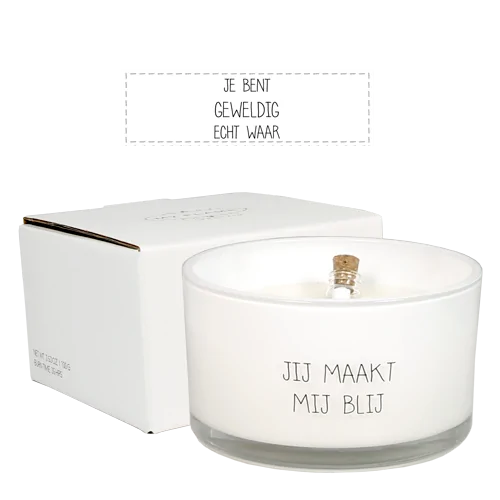 Flessenpost kaars - Jij maakt mij blij - Fresh Cotton
