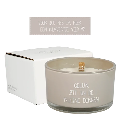 Flessenpost kaars - Geluk zit in de kleine dingen - Fig's Delight