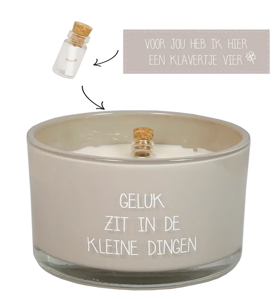 Flessenpost kaars - Geluk zit in de kleine dingen - Fig's Delight