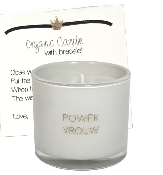 Geurkaars met wens-armband - Powervrouw - Amber's Secret