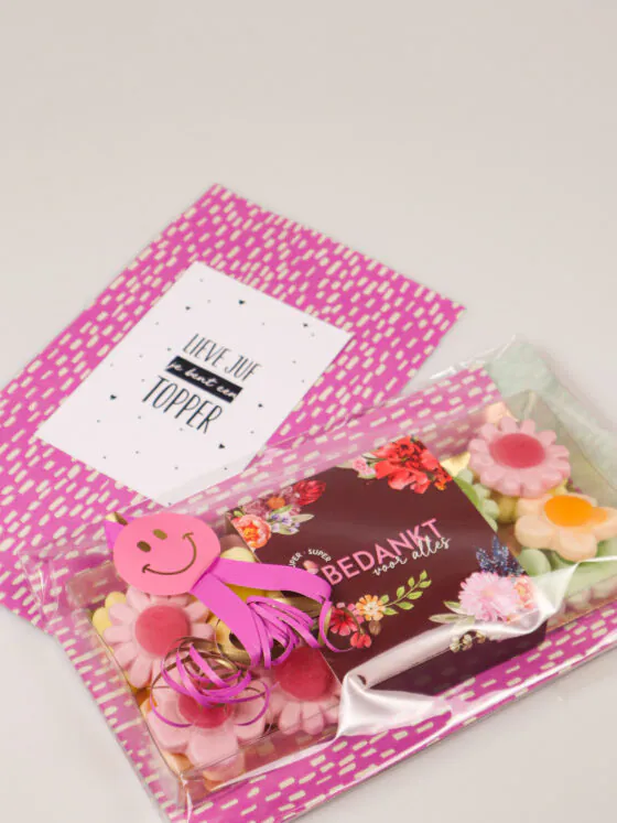 Juffen cadeau snoep en kaart – Vrolijk bedankje voor de liefste juf