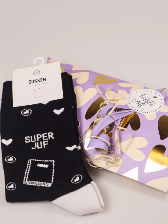 Juffen cadeau sokken superjuf maat 36-41