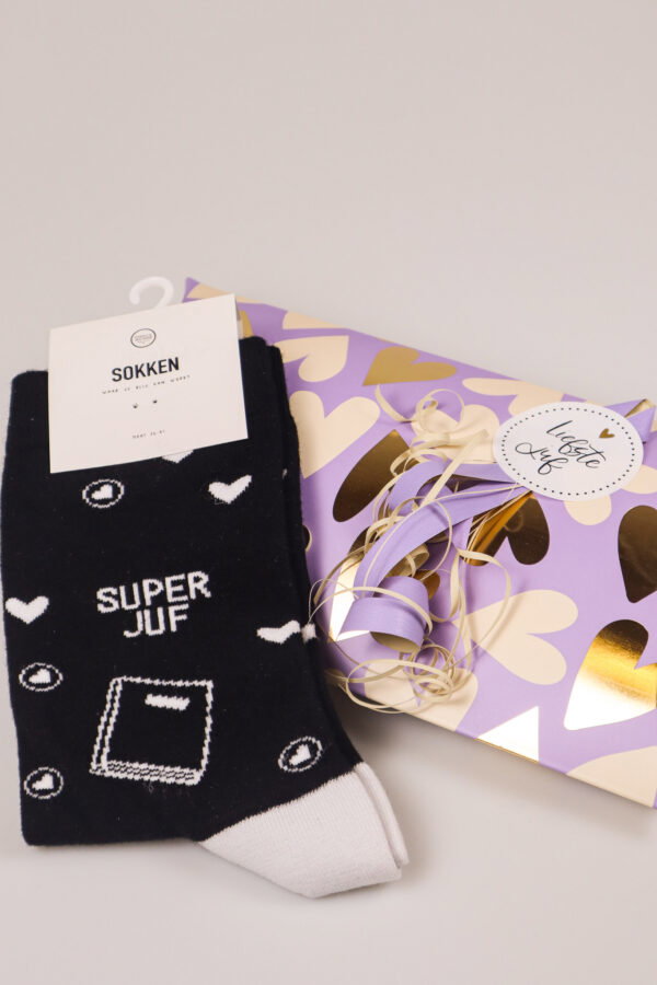 Juffen cadeau sokken superjuf maat 36-41
