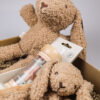 Kraampakket meisje met knuffel bunny, speendoekje en regenrammelaar