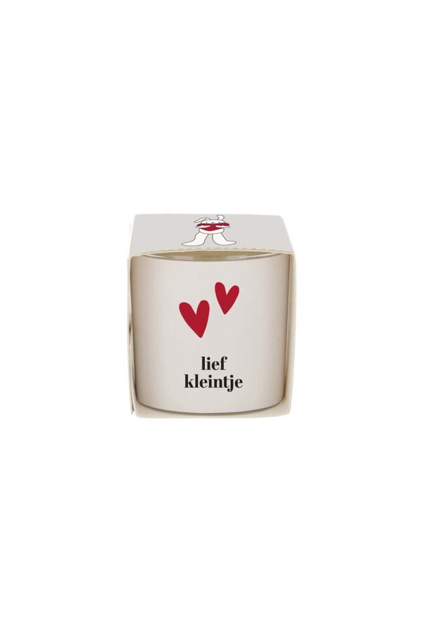 Zusss geurkaarsje in wikkel lief kleintje wit/rood
