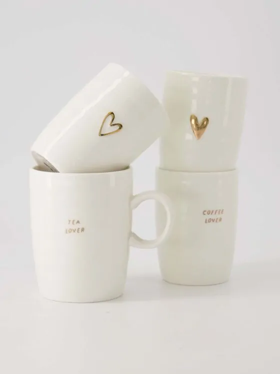 Zusss koffiemok hartje wit/goud