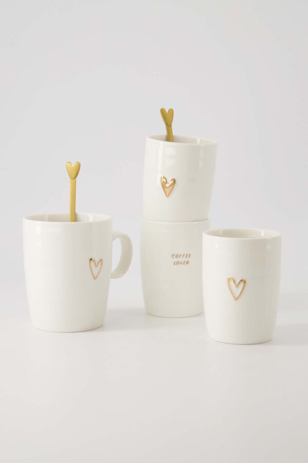 Zusss koffiemok open hartje wit/goud