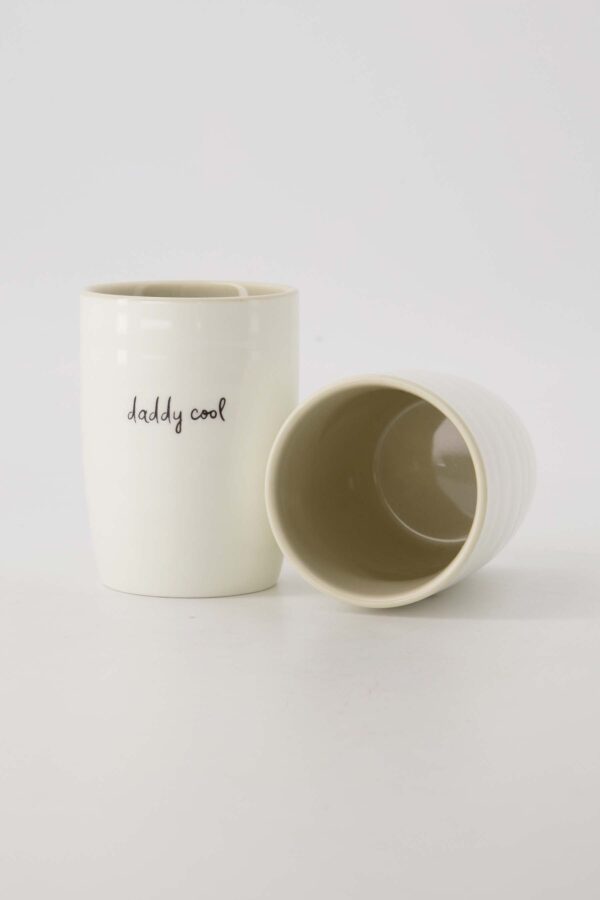 Koffiemok daddy cool wit/zand/zwart