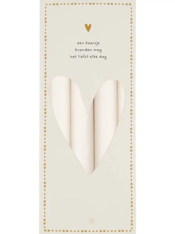 Zusss set van 4 rustieke kaarsen 20cm - off white