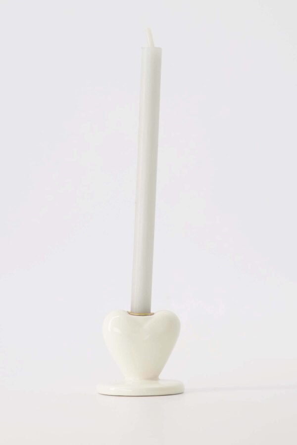 Zusss kandelaartje keramiek hartje - Offwhite