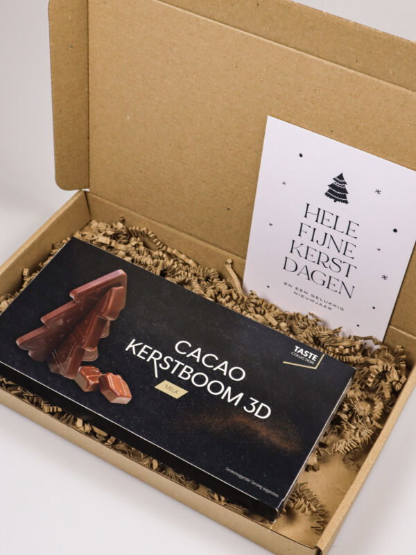 3d kerstboom chocolade -3 Brievenbus kerstcadeau met 3D kerstboom chocolade