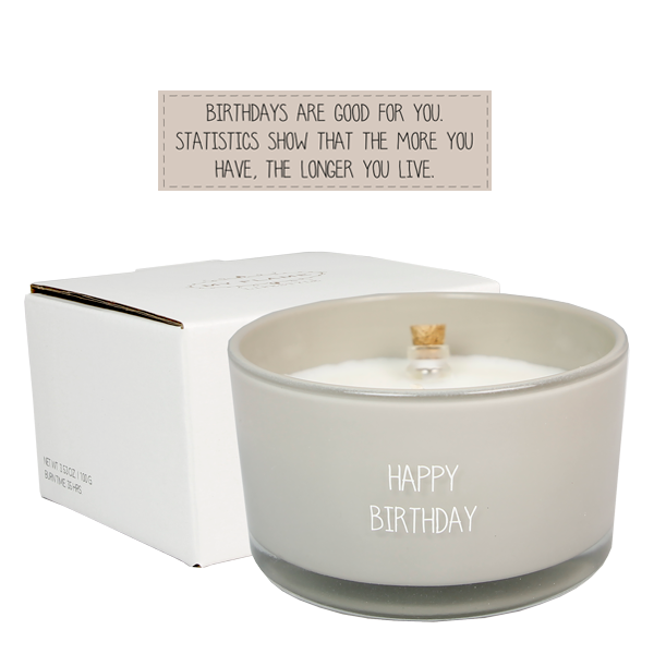 Flessenpost kaars – Happy Birthday – Fig’s Delight