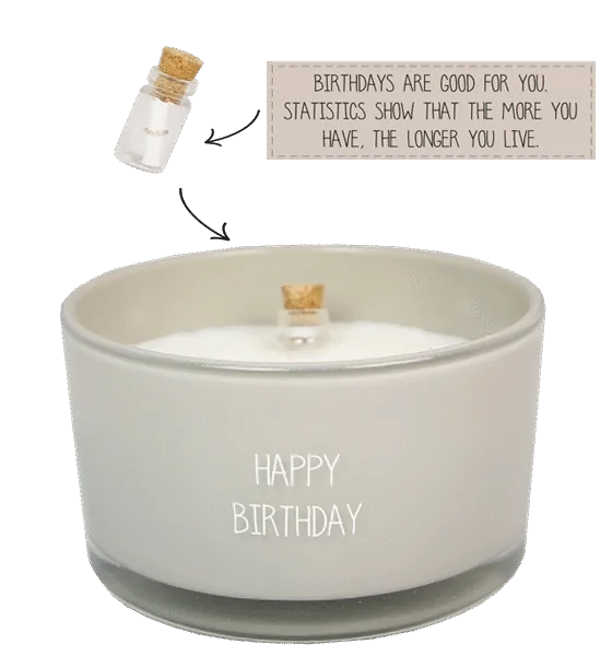 Flessenpost kaars – Happy Birthday – Fig’s Delight