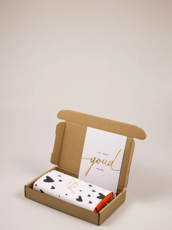 Brievenbuscadeau Goud Waard – Tony’s Chocolade Reep