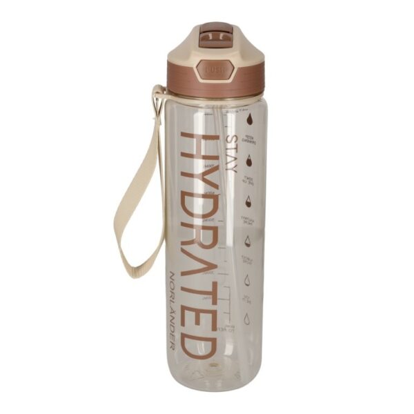 Waterfles Hydrated bruin – NORLÄNDER 1 liter met rietje