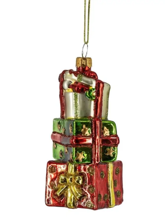 Kerstbal cadeautjes – Glazen multi decoratie van Kolony Kerstbal cadeautjes – Glazen multi decoratie van Kolony