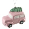 Kerstbal hanger auto met boom roze – HomeBound decoratie