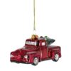 Kerstbal pickup met boom – Rood glasdecor van Kolony