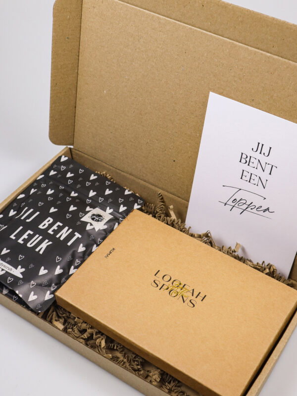 Brievenbus cadeau – Jij bent leuk body scrub & luffaspons