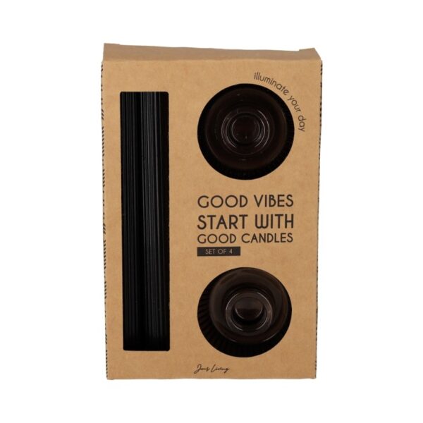 Giftset Kandelaar + Kaars Zwart /2 Giftset Kandelaar + Kaars Zwart /2