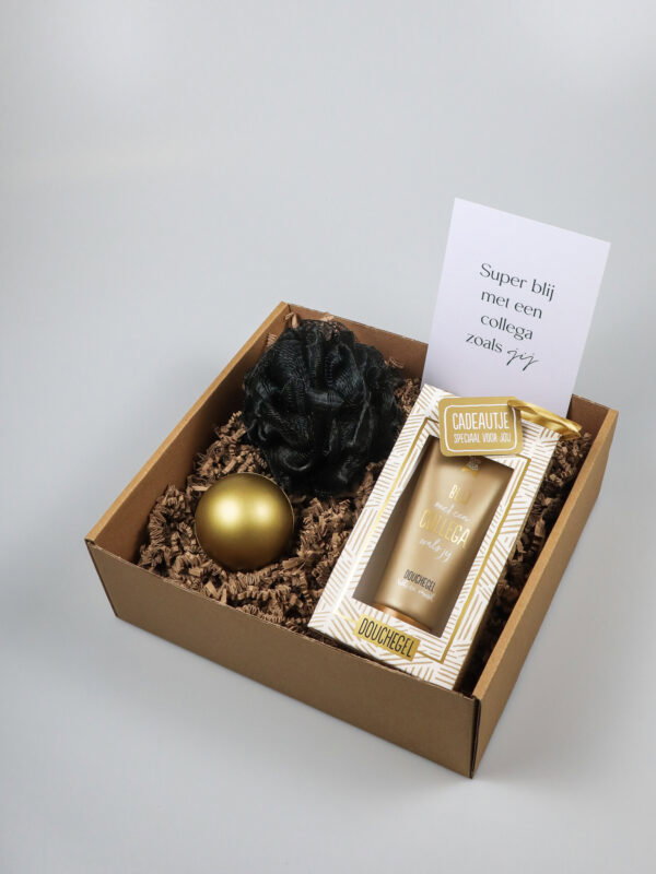 Cadeaupakket collega – douchegel, stressbal en spons cadeau