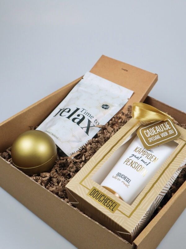 Pensioen cadeaupakket – geniet van je pensioen met douchegel, badzout & meer Pensioen cadeaupakket – geniet van je pensioen met douchegel, badzout & meer