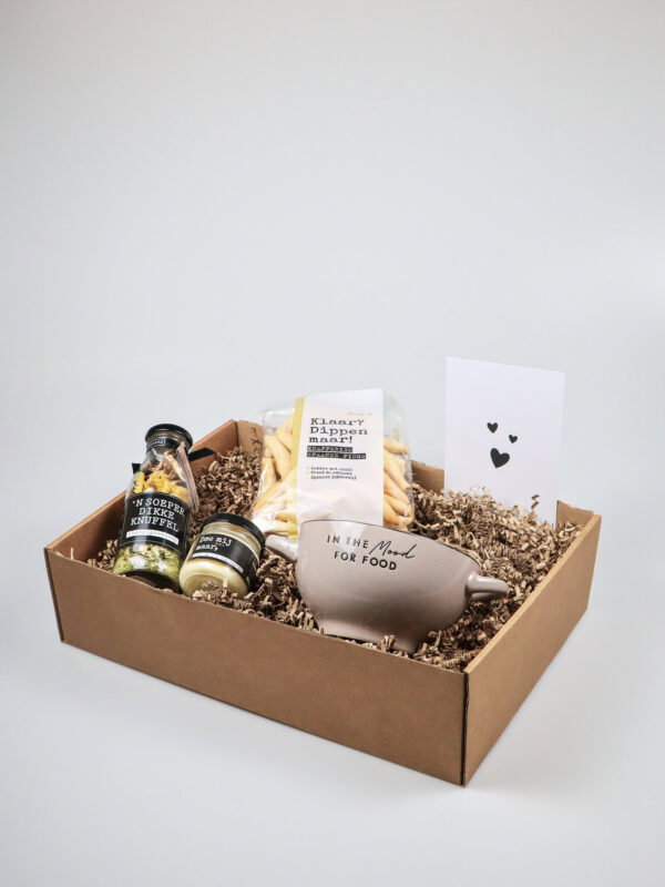 Cadeaupakket comfort food – soep, aioli, dipstokjes & kom