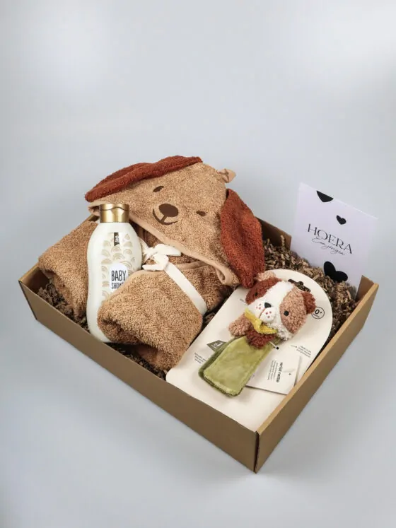 Baby cadeaupakket hondje Mick – badderen & spelen in stijl