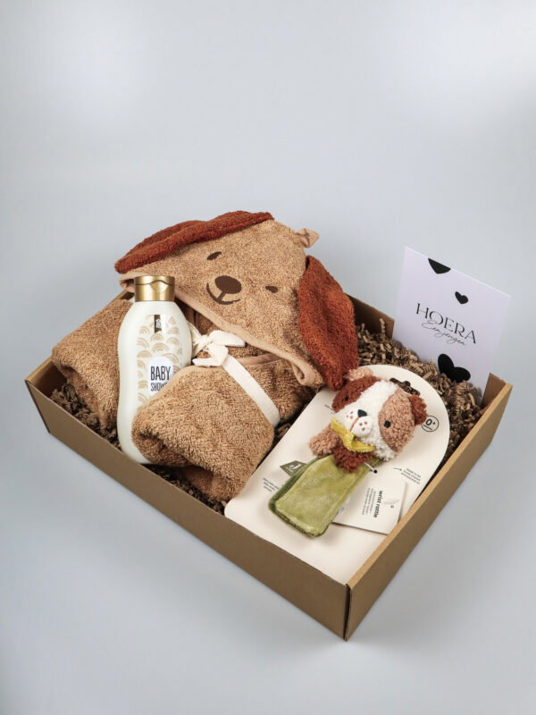 Baby cadeaupakket hondje Mick – badderen & spelen in stijl