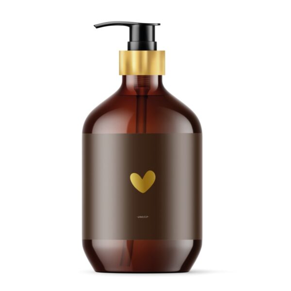 Handzeep hartje – Retro brown met goudfolie pompje