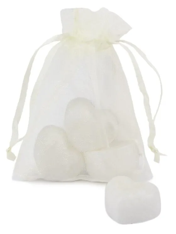 Amberblokjes in organza zakje - 3x hart fresh cotton Amberblokjes in organza zakje - 3x hart fresh cotton