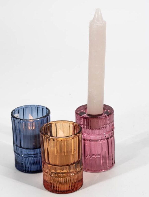 Glazen kaarsenstandaard - Roze