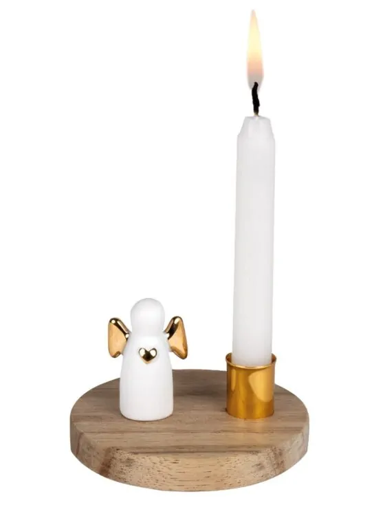 Kandelaar met engel van porselein hout en goud - Räder Kandelaar met engel van porselein hout en goud - Räder
