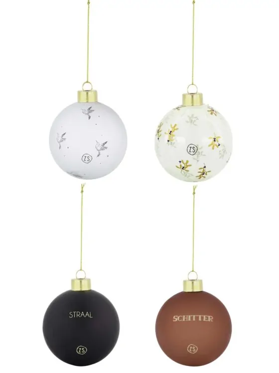 Doosje met 4 Zusss kerstballen – Luxe glazen kerstballen in geschenkverpakking