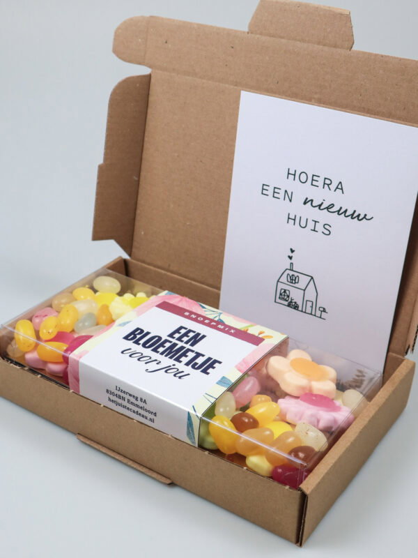 Brievenbus cadeau snoep blister - Een bloemetje voor jou