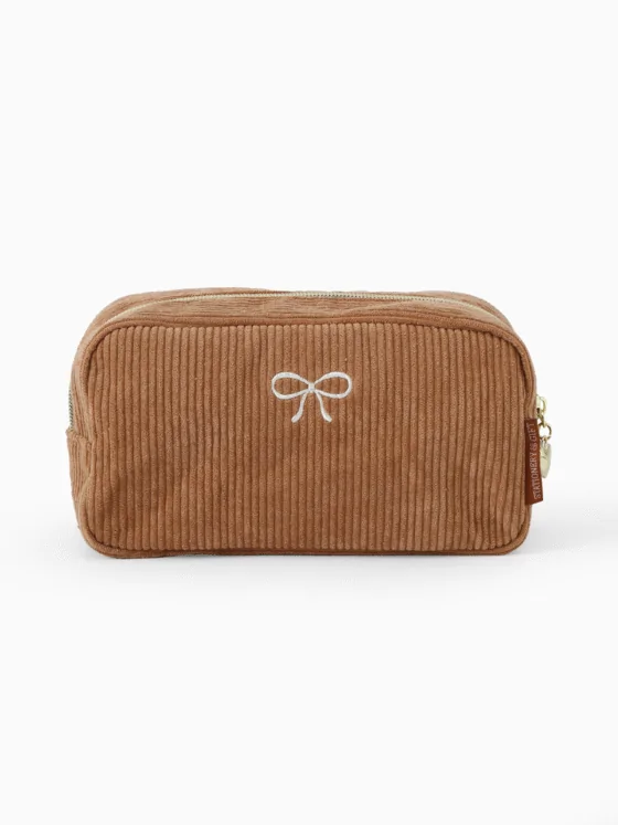 Etui opbergtasje beige – stijlvol ribstof tasje voor onderweg of thuis
