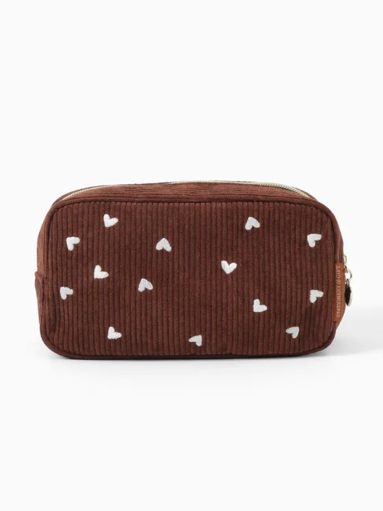 Etui opbergtasje hartjes - Chocolate