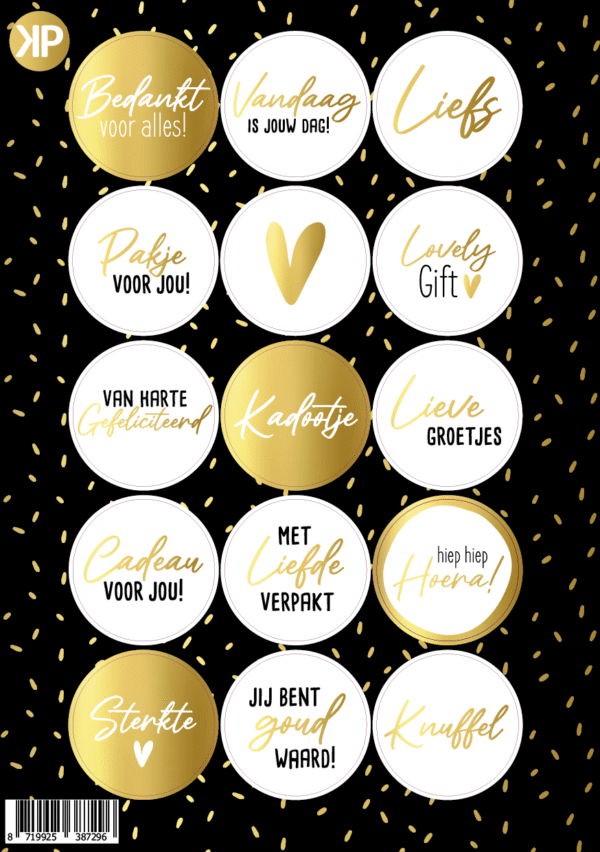 Stickervel - Zwart, wit & goud Stickervel - Zwart, wit & goud